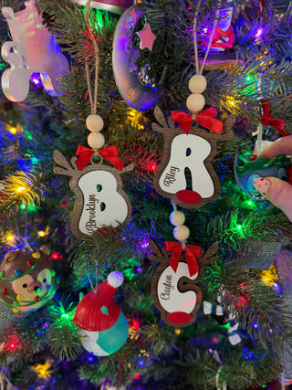 Initial Reindeer Ornament