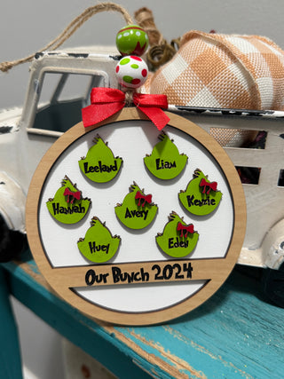 Custom Green Family Ornament