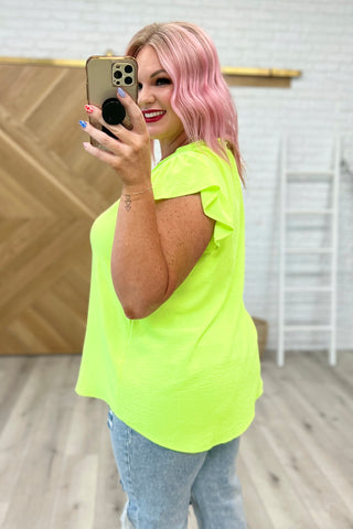 Under Neon Lights Ruffle Sleeve Top
