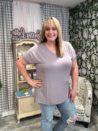V-Neck Short Sleeve Hi-Lo Top