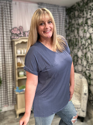 V-Neck Short Sleeve Hi-Lo Top