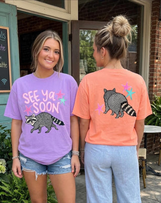See Ya Soon Rccoon Front & Back Graphic Tee