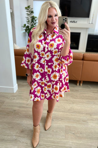 Magnificently Mod Floral Shirt Dress