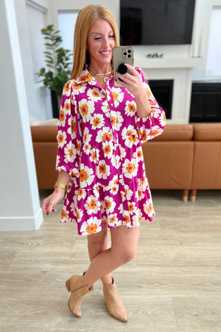 Magnificently Mod Floral Shirt Dress