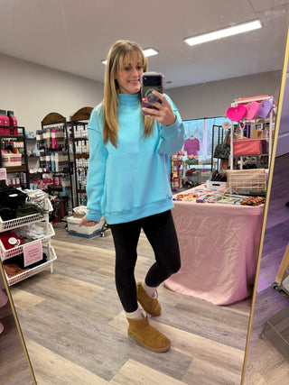 Mock Neck Sweatshirt - Sky Blue