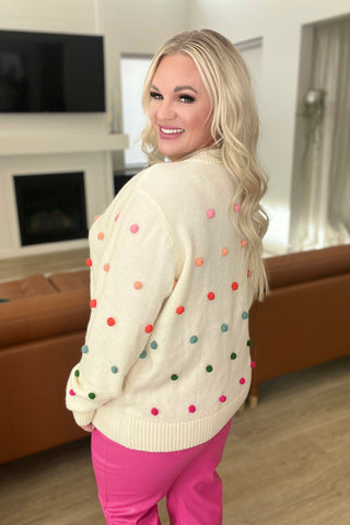 Candy Buttons Pom Detail Sweater