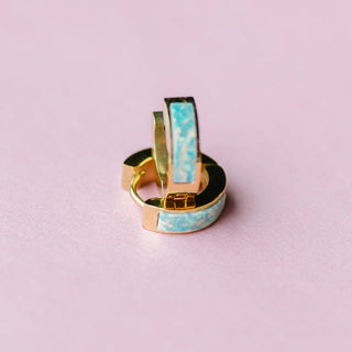 Ocean Blue Opal Huggies