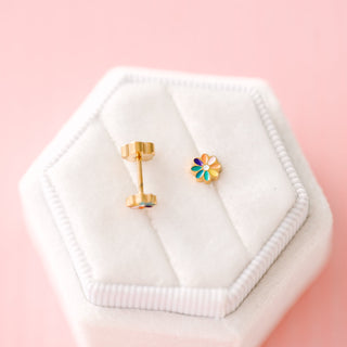 Rainbow Tiny Daisy Studs
