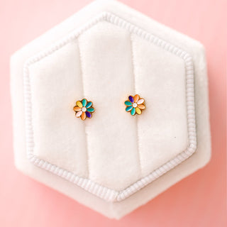Rainbow Tiny Daisy Studs
