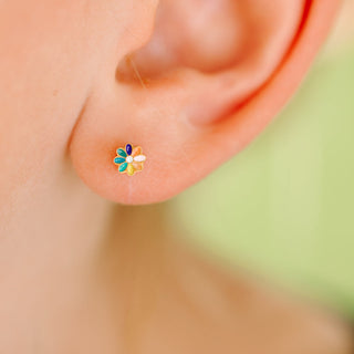 Rainbow Tiny Daisy Studs