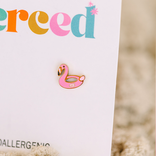Flamingo Floatie Studs