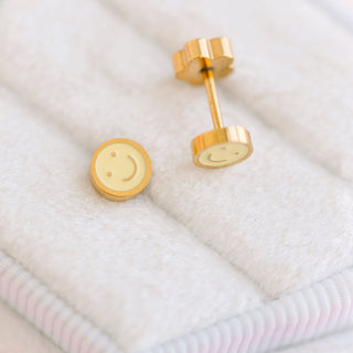 Yellow Smiley Studs