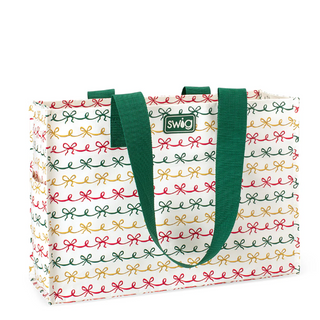 Swig Christmas Bows Reusable Gift Bag Large
