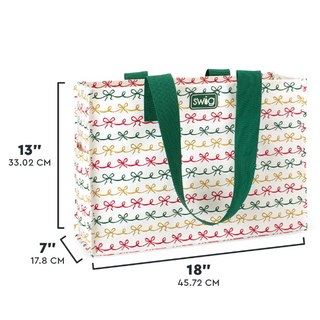 Swig Christmas Bows Reusable Gift Bag Large