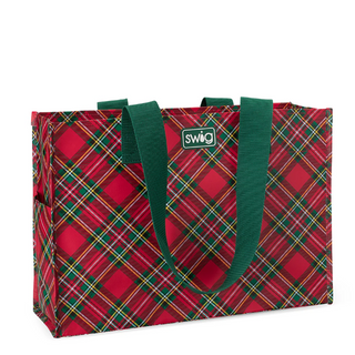Swig Christmas Plaid Reusable Gift Bag Large