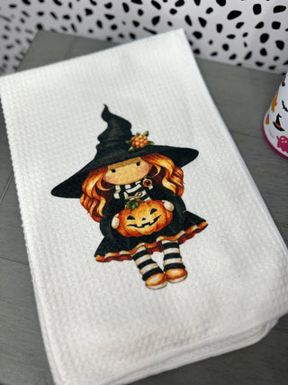 Girl Witch Costume with Pumpkin Towel