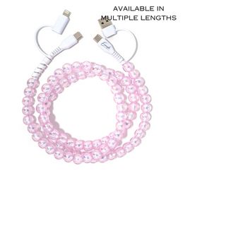 Beaded Phone Charger Taffy Strawberry - 6 Foot