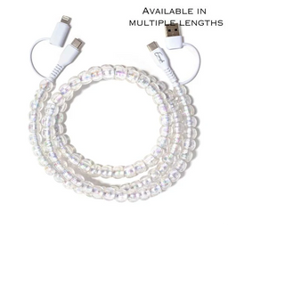 Beaded Phone Charger Bubbles White - 6.6 Foot