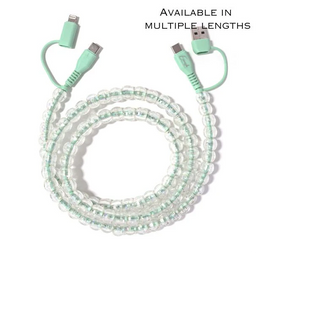 Beaded Phone Charger Bubbles Mint - 6.6 Foot