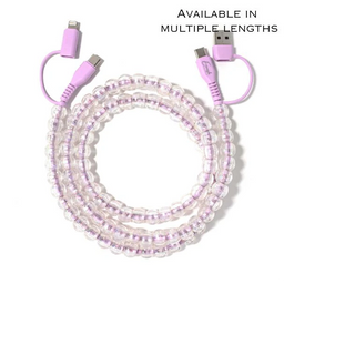 Beaded Phone Charger Bubbles Grape  - 6.6 Foot