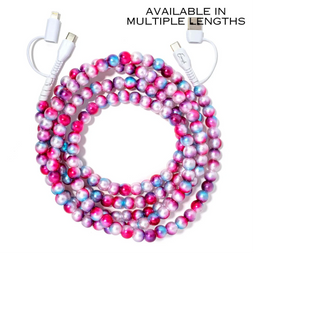 Beaded Phone Charger Pink Ombre  - 6.6 Foot
