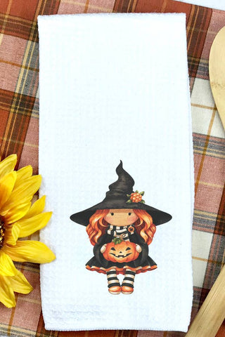 Girl Witch Costume with Pumpkin Towel