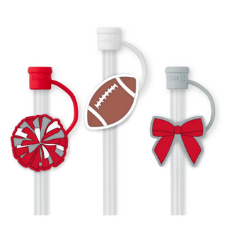 Swig We’ve Got Spirit Red + Grey Straw Topper Set