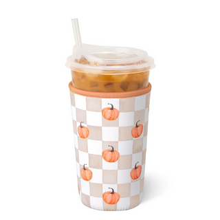 Swig Pumpkin Check Iced Cup Coolie (Medium)