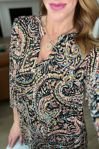 I Think Different Top Teal Paisley