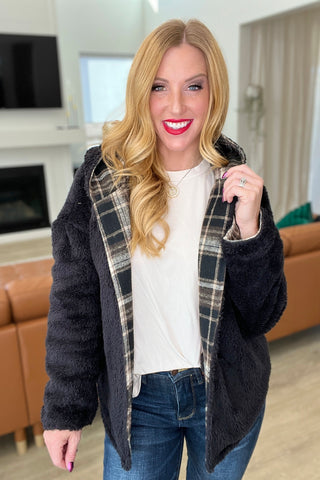 Warped Noise Reversible Plaid Shacket