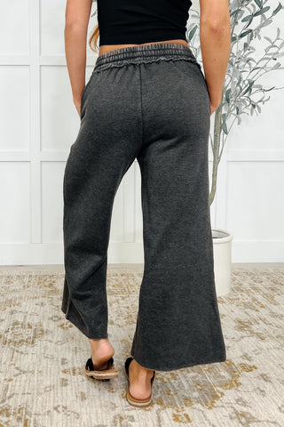 In or Out Wide Leg Cropped Pants Ash Black