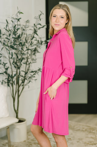 Inspire Collared Neck Dress in Runway Pink