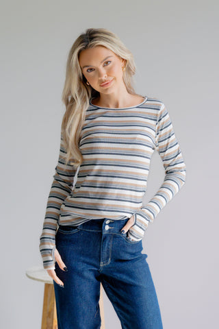Sundown Chic Stripes Thumbhole Top