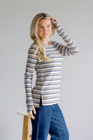 Sundown Chic Stripes Thumbhole Top