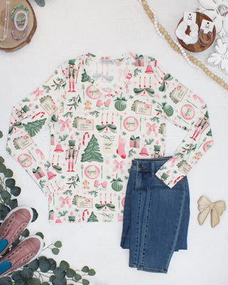 Larissa Long Sleeve - Pink Pine Noel