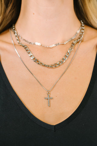 Layered Faith Necklace in Silver