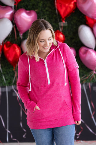 Pixie Pocket Halfzip Hoodie - Hot Pink