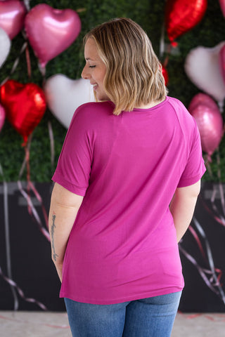 Bamboo V Neck Tee - Magenta