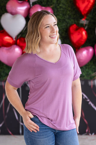 Bamboo V Neck Tee - Pink