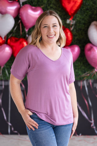Bamboo V Neck Tee - Pink