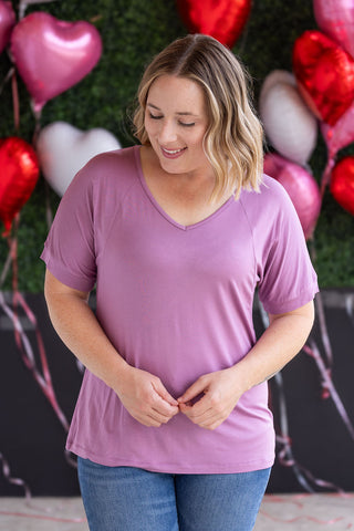 Bamboo V Neck Tee - Pink