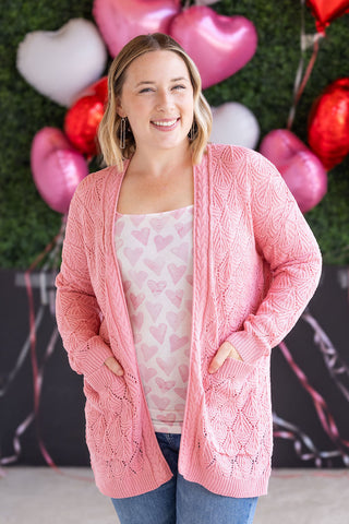 Open Knit Cardigan - Rose