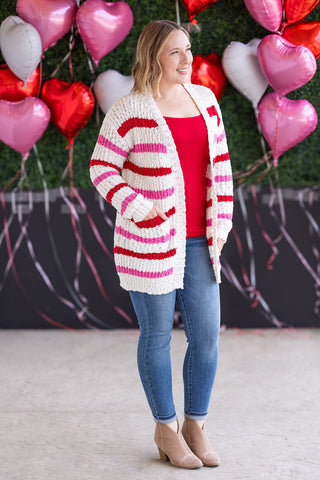 Stripe Cardigan - Valentine's Day