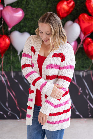 Stripe Cardigan - Valentine's Day