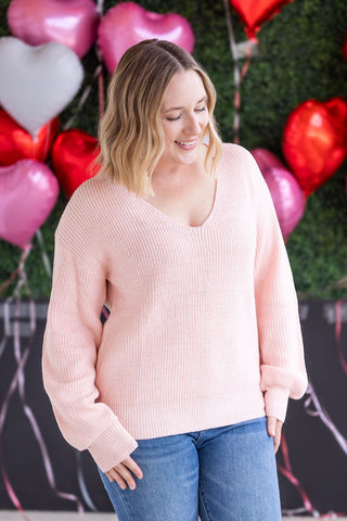 Bethany Bow Knit Sweater - Light Pink