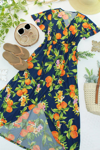 Harley High-Low Dress - Navy Citrus