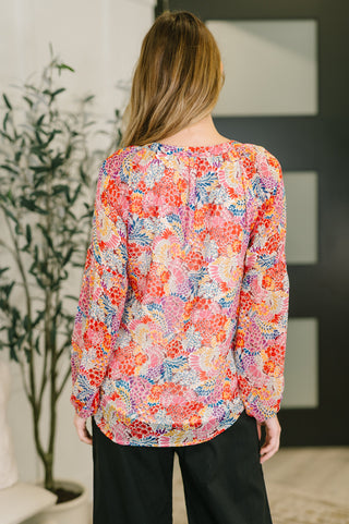 Modern Meadow V-Neck Puff Sleeve Blouse