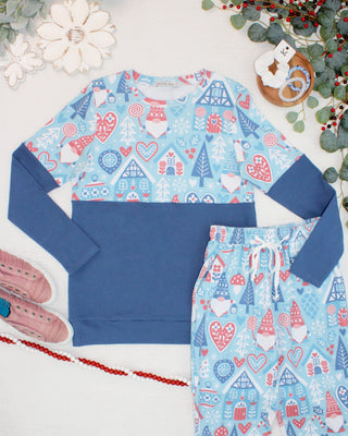 Natalie Pullover - Winter Gnome and Blue