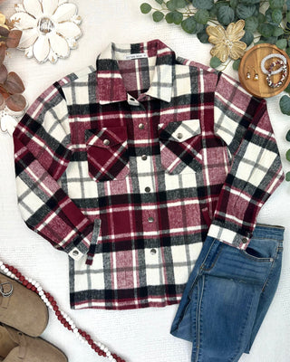 Norah Shacket - Merlot Plaid Mix