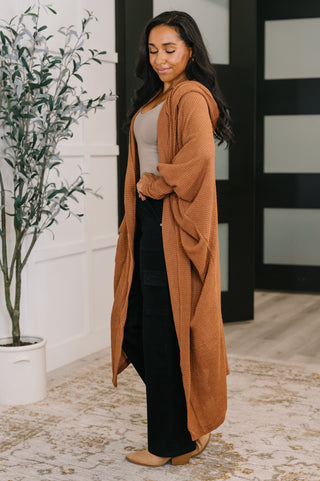 Pamper Travel Hooded Cardigan in Chestnut